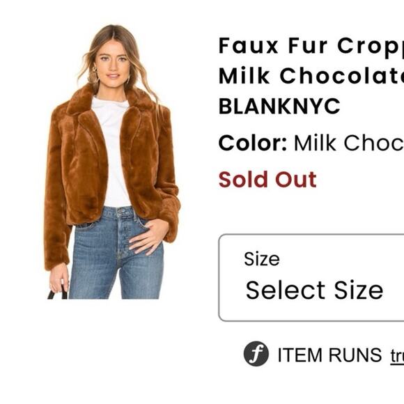 BLANKNYC Faux Fur Milk Chocolate Cropped Jacket XS Revolve - Picture 1 of 2